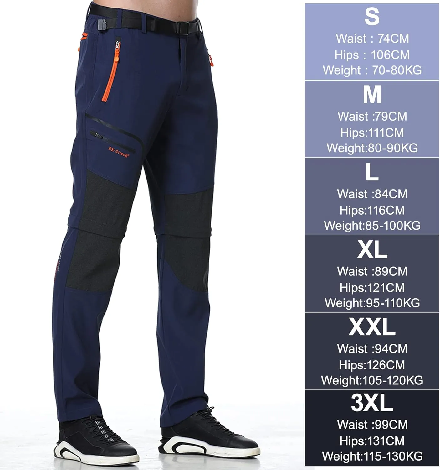 Men's Convertible Hiking Pants Zip Off Lightweight Quick Dry Outdoor Waterproof Tactical Cargo Work Pants Camping