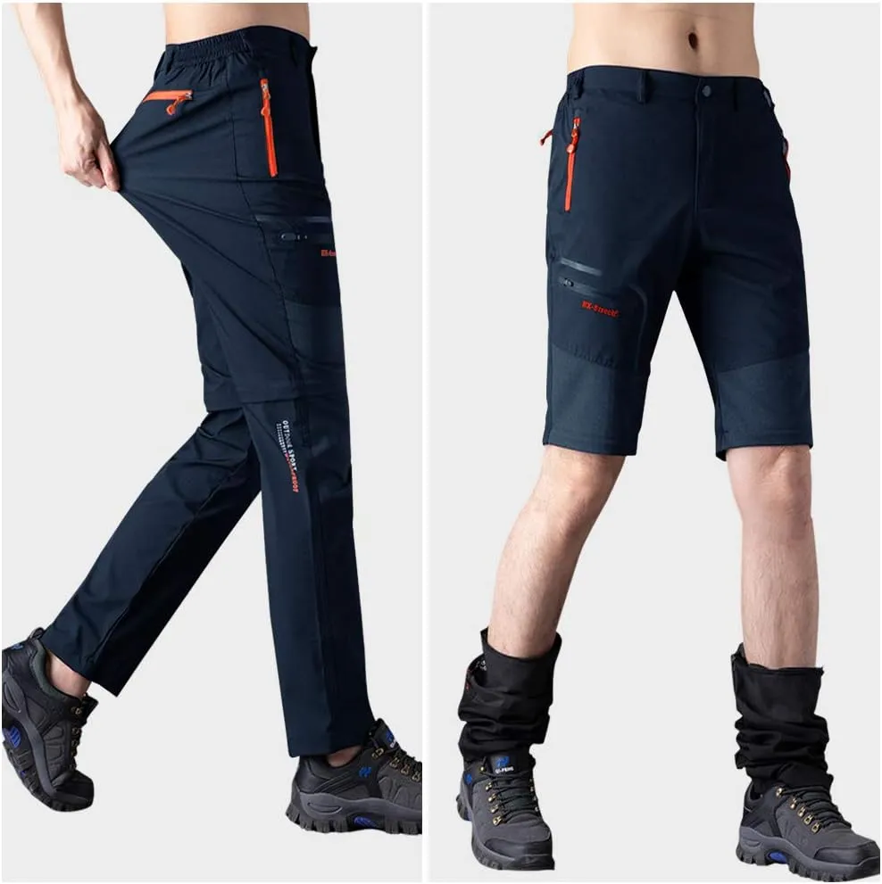 Men's Convertible Hiking Pants Zip Off Lightweight Quick Dry Outdoor Waterproof Tactical Cargo Work Pants Camping
