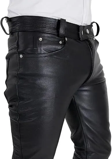 Men's Fashion Genuine Suede Leather Pant Trousers American Native Grain Leather Pants Style Lederhosen