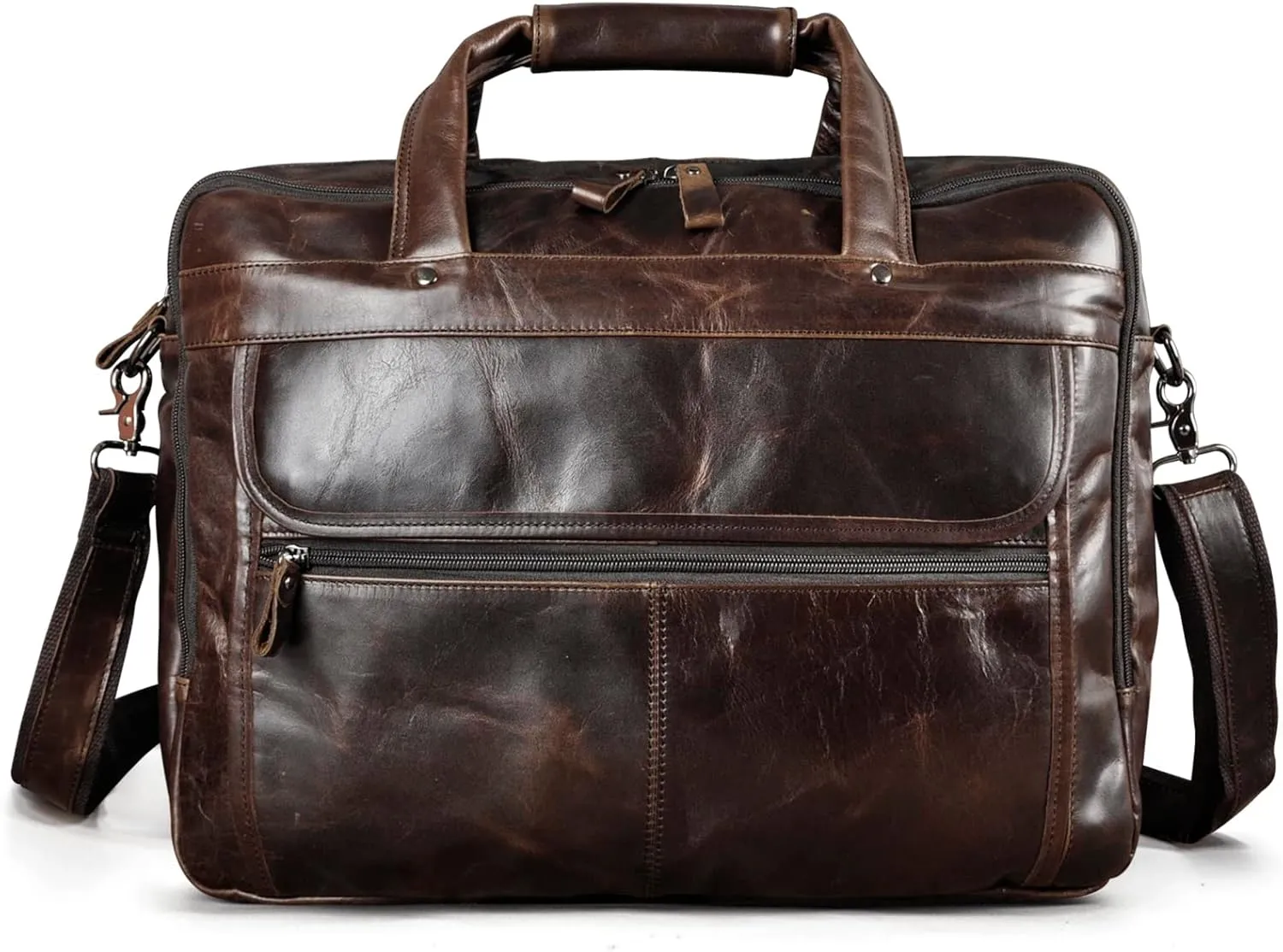 Mens Genuine Real Leather Business Portfolio Attache Case Briefcase Shoulder Messenger 15.6" Laptop Bag