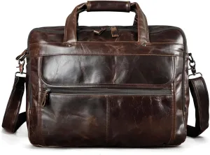 Mens Genuine Real Leather Business Portfolio Attache Case Briefcase Shoulder Messenger 15.6" Laptop Bag