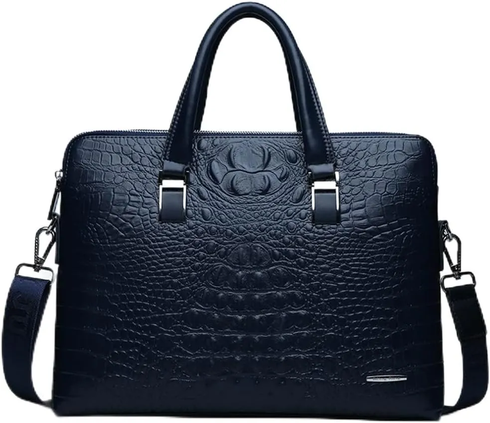 Men's Handbag PU Leather Crocodile Pattern Briefcase Messenger Bag Attache Case