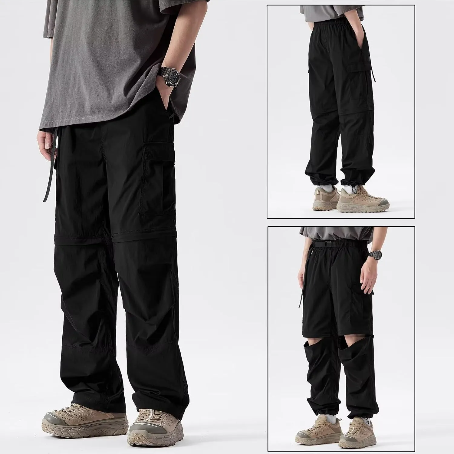 Men's Hiking Pants Convertible Quick Dry Zip Off Outdoor Pants Summer Breathable Trekking Pants Cargo Pants
