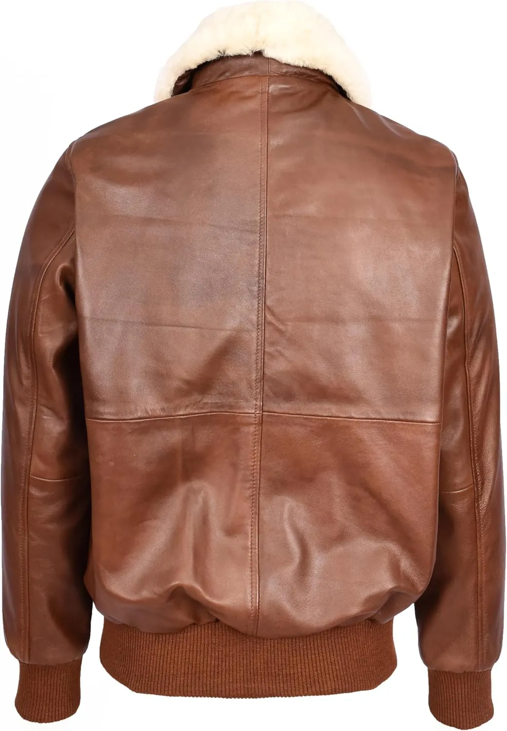 Mens Premium Leather Aviator Bomber Jacket Detachable Collar G-1 Pilot Style Luca Tan