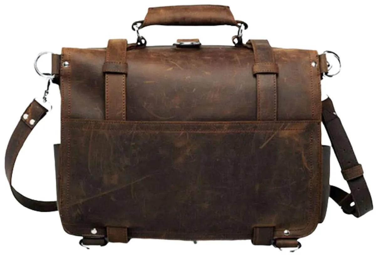 Men's Retro Full Grain Leather 16'' Briefcase Shoulder Messenger Bag Fit 16 Laptop (2019 Version)
