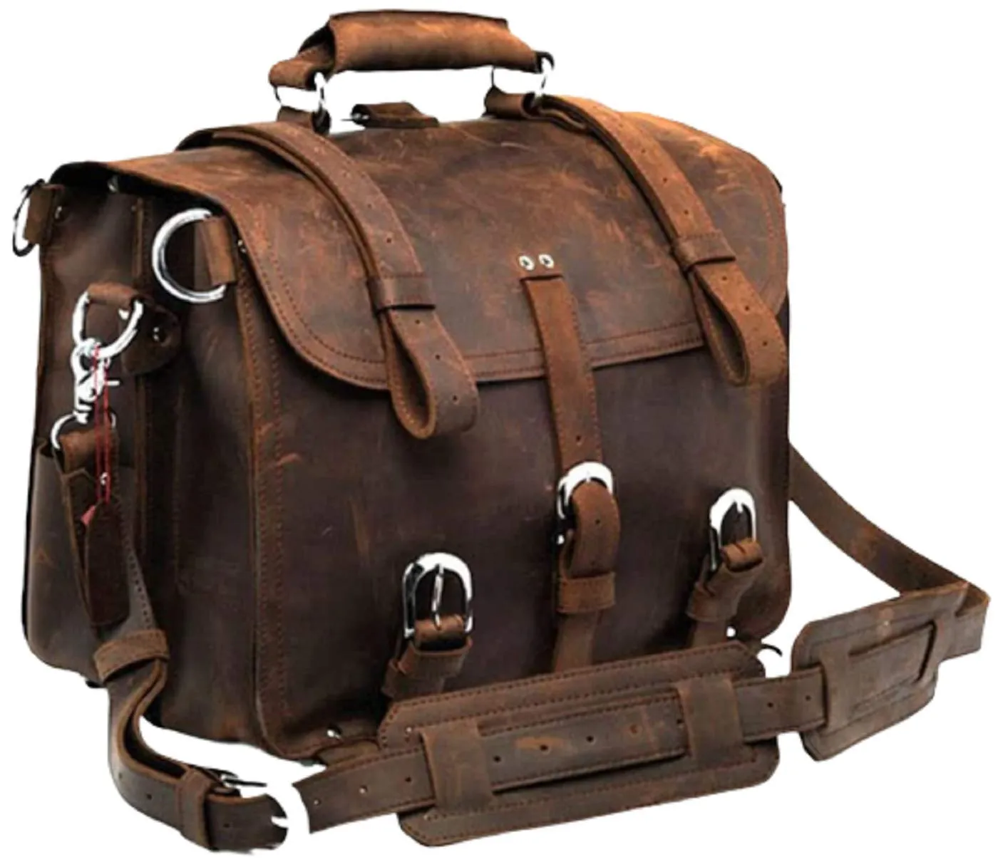 Men's Retro Full Grain Leather 16'' Briefcase Shoulder Messenger Bag Fit 16 Laptop (2019 Version)
