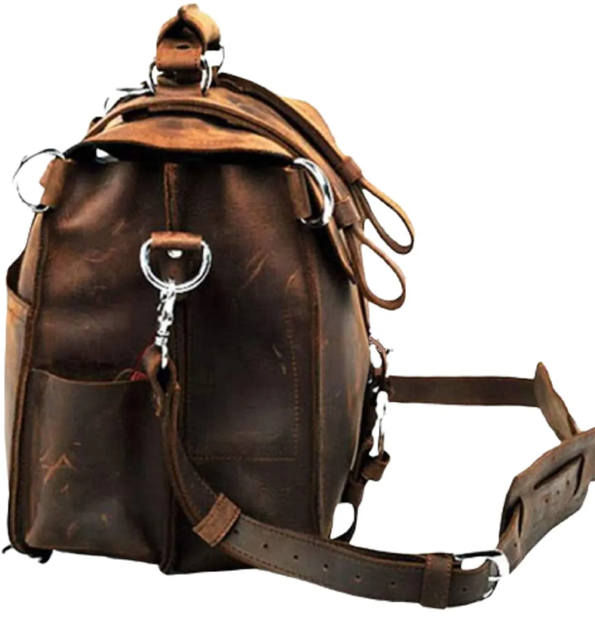 Men's Retro Full Grain Leather 16'' Briefcase Shoulder Messenger Bag Fit 16 Laptop (2019 Version)