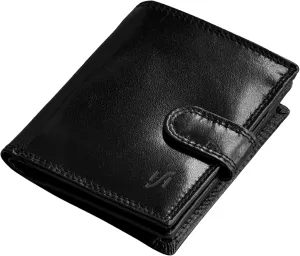 Mens RFID Blocking Leather Billfold Wallet With External Zip Around Coin Pouch Purse 1080 (Black)