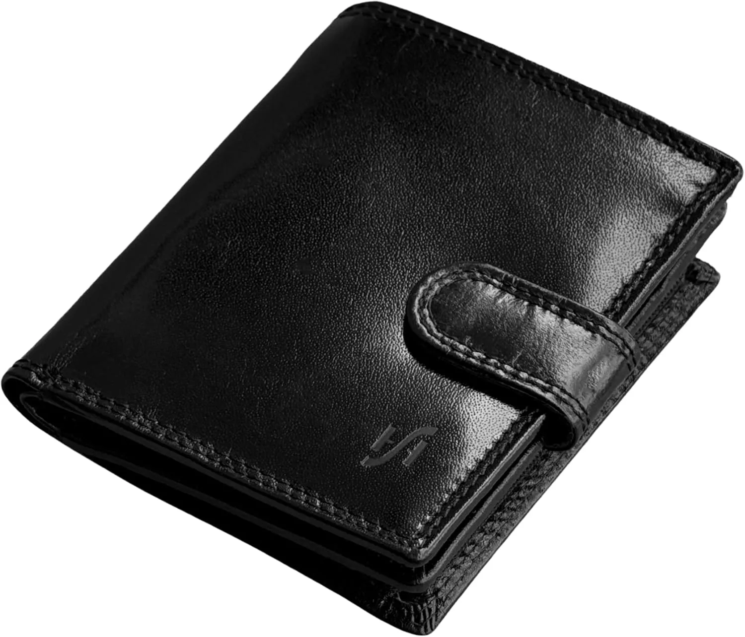 Mens RFID Blocking Leather Billfold Wallet With External Zip Around Coin Pouch Purse 1080 (Black)