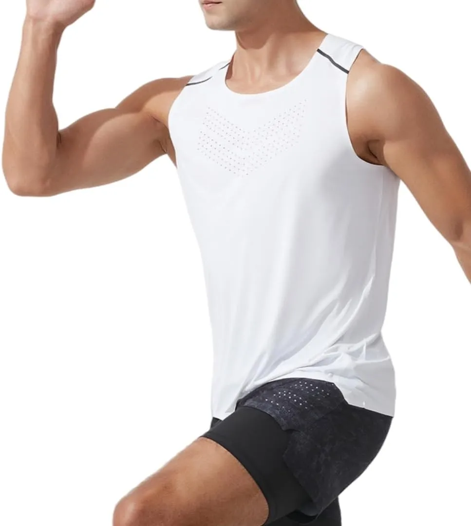 Men's Summer Lightweight Ventilated Running Vest, Sleeveless Quick Dry Fitness for Sports Outdoor