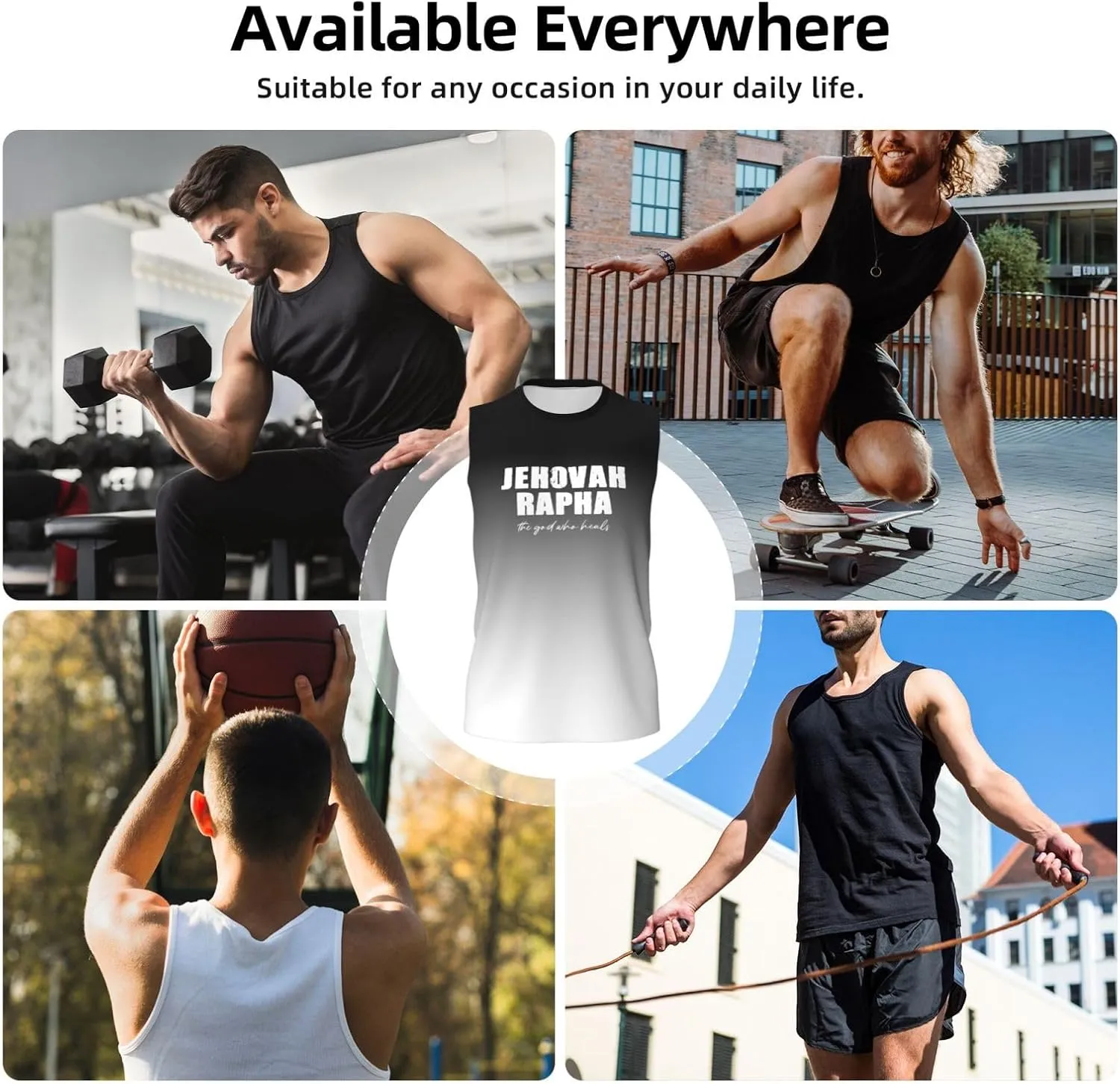 Men's Tank Top Jehovah Rapha The God Who Heals Sleeveless Muscle T Shirts Gym Workout Tank Tops Summer Beach Tanks,