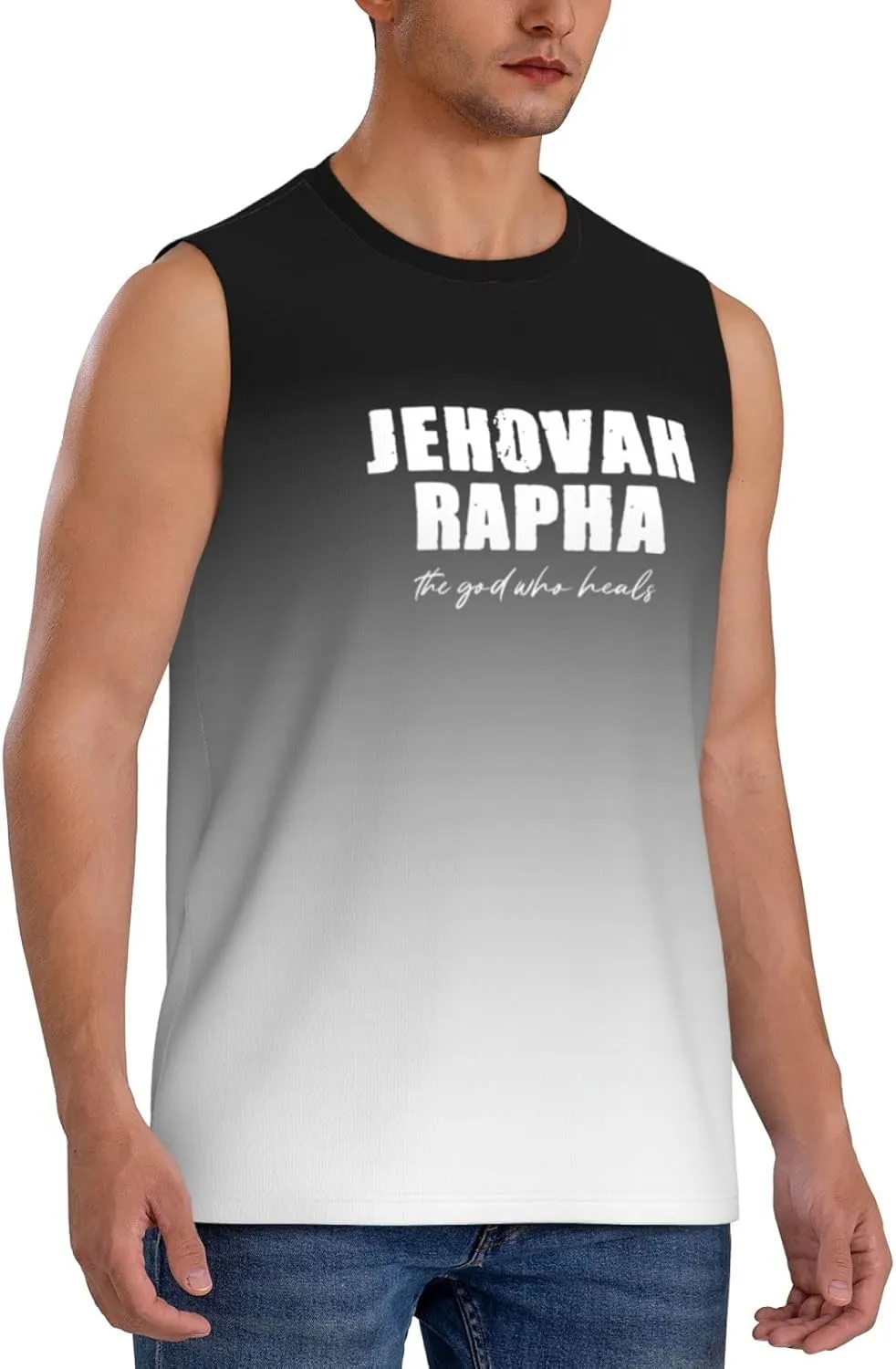 Men's Tank Top Jehovah Rapha The God Who Heals Sleeveless Muscle T Shirts Gym Workout Tank Tops Summer Beach Tanks,