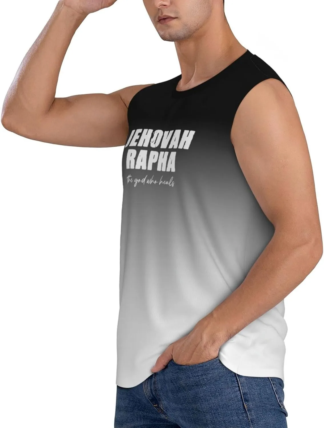 Men's Tank Top Jehovah Rapha The God Who Heals Sleeveless Muscle T Shirts Gym Workout Tank Tops Summer Beach Tanks,