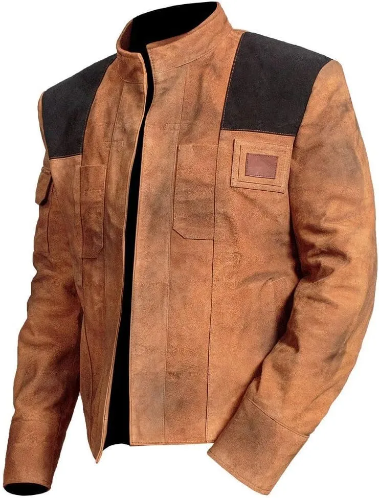 Men's Vintage Classic Brown Suede Genuine Sheep Hide Motorcycle Leather Jacket