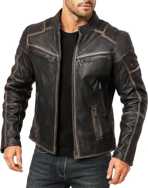 Mens Vintage Motorcycle Retro Biker Style Fashion Leather Outerwear Jacket Collection