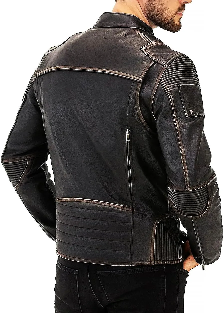 Mens Vintage Motorcycle Retro Biker Style Fashion Leather Outerwear Jacket Collection