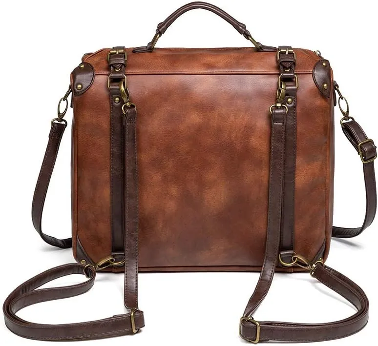Messenger Bag Leather Retro Briefcase Steampunk Crossbody Shoulder Purse Satchel for Women Lolita Gothic Costume Accessory