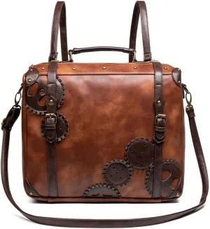 Messenger Bag Leather Retro Briefcase Steampunk Crossbody Shoulder Purse Satchel for Women Lolita Gothic Costume Accessory