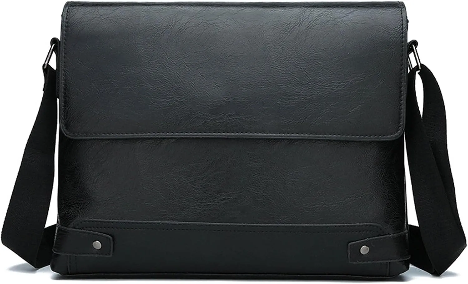 Messenger Bags Shoulder Bags for Mens Leather Crossbody Messenger Handbags Man Purse Satchel Travel Bag for Office Business (Black)