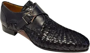 Mezlan Mens Woven Leather Monk Strap Black 10.5M