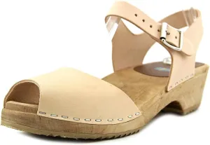 MIA Shoes Anja Womens Leather Clogs with Wooden Heels