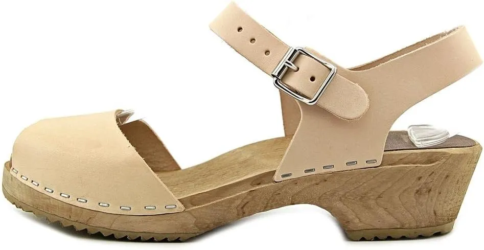 MIA Shoes Anja Womens Leather Clogs with Wooden Heels