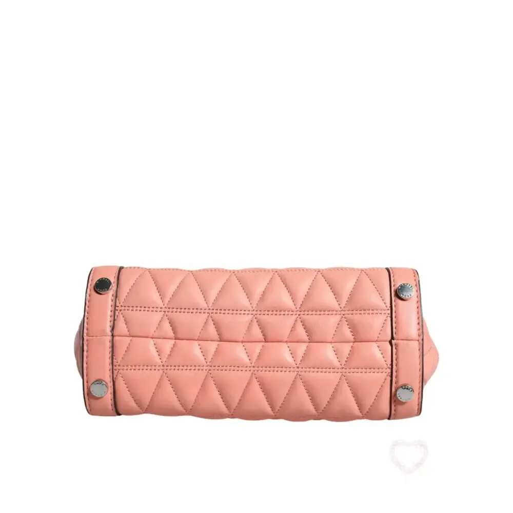 Michael Kors Peach Quilted Leather Logo Crossbody VIVIANNE Messenger Bag