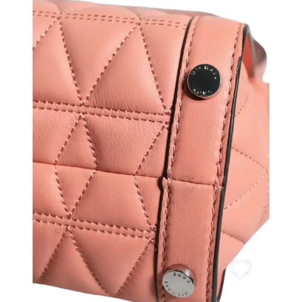 Michael Kors Peach Quilted Leather Logo Crossbody VIVIANNE Messenger Bag
