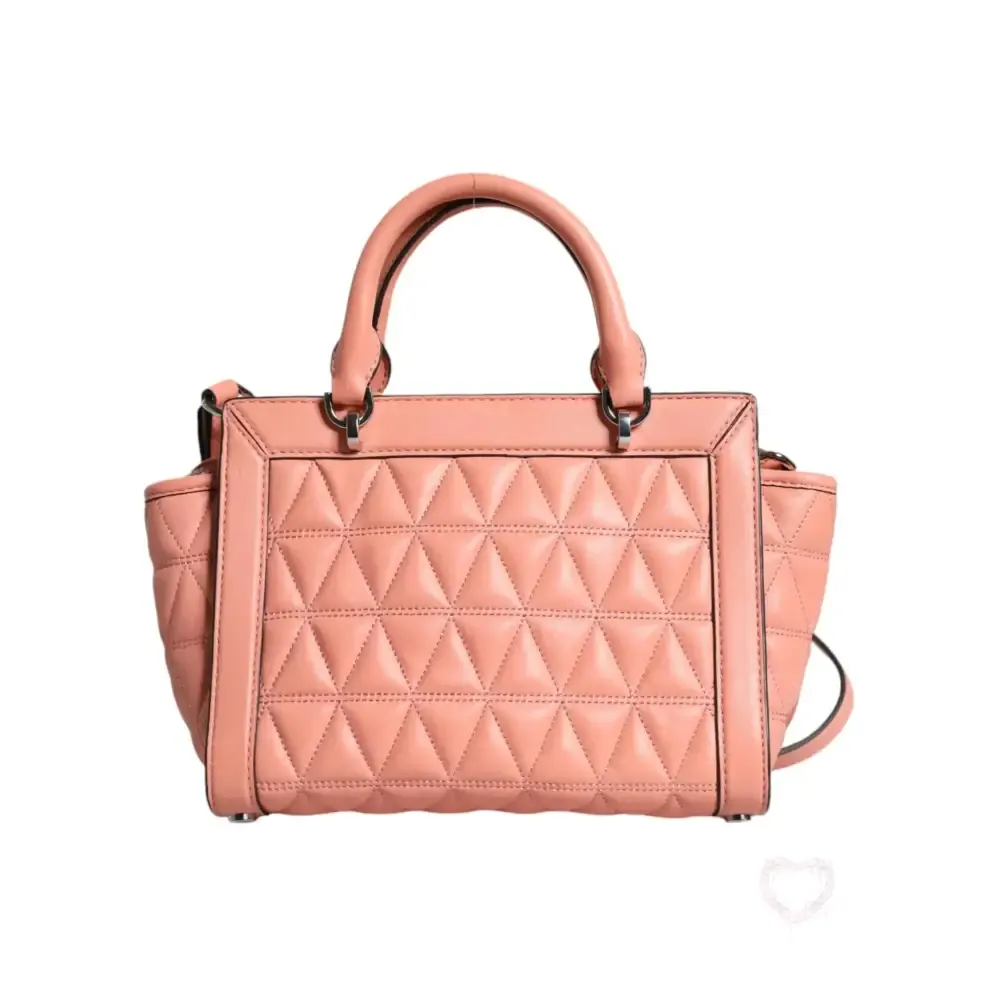 Michael Kors Peach Quilted Leather Logo Crossbody VIVIANNE Messenger Bag
