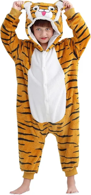 MICHLEY Animal Hooded Romper Kids Flannel Halloween Cosplay Pajamas Costume 3-12T for Autumn Winter