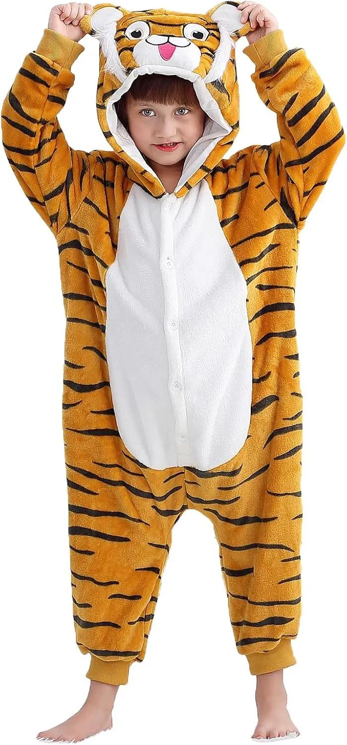 MICHLEY Animal Hooded Romper Kids Flannel Halloween Cosplay Pajamas Costume 3-12T for Autumn Winter