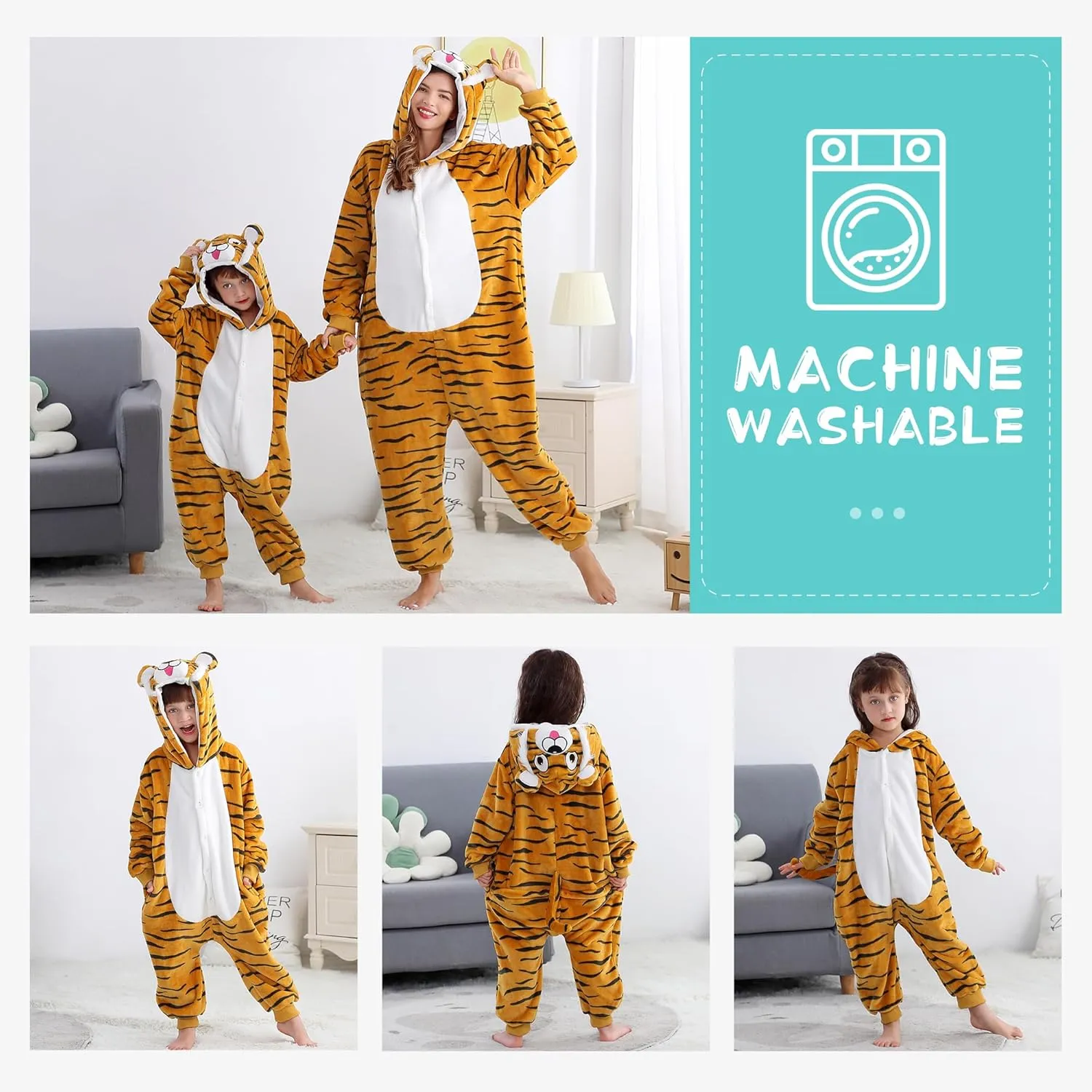 MICHLEY Animal Hooded Romper Kids Flannel Halloween Cosplay Pajamas Costume 3-12T for Autumn Winter