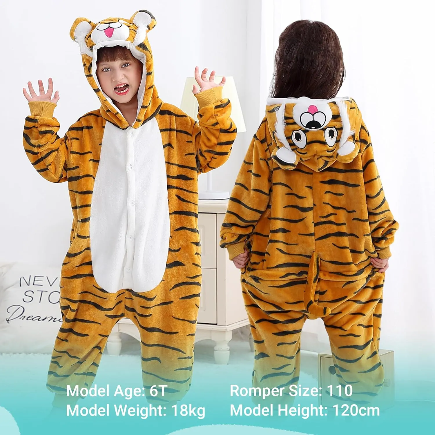 MICHLEY Animal Hooded Romper Kids Flannel Halloween Cosplay Pajamas Costume 3-12T for Autumn Winter