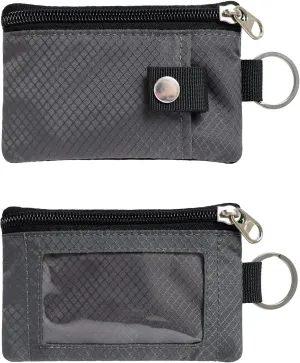 Minimalist RFID Blocking Small Wallet with ID Window,WaterResistant Zip Id Case Wallet with Lanyard Keychain for Cards,Cash,Travel,Women,Men (GreenOnion DarkGreen)
