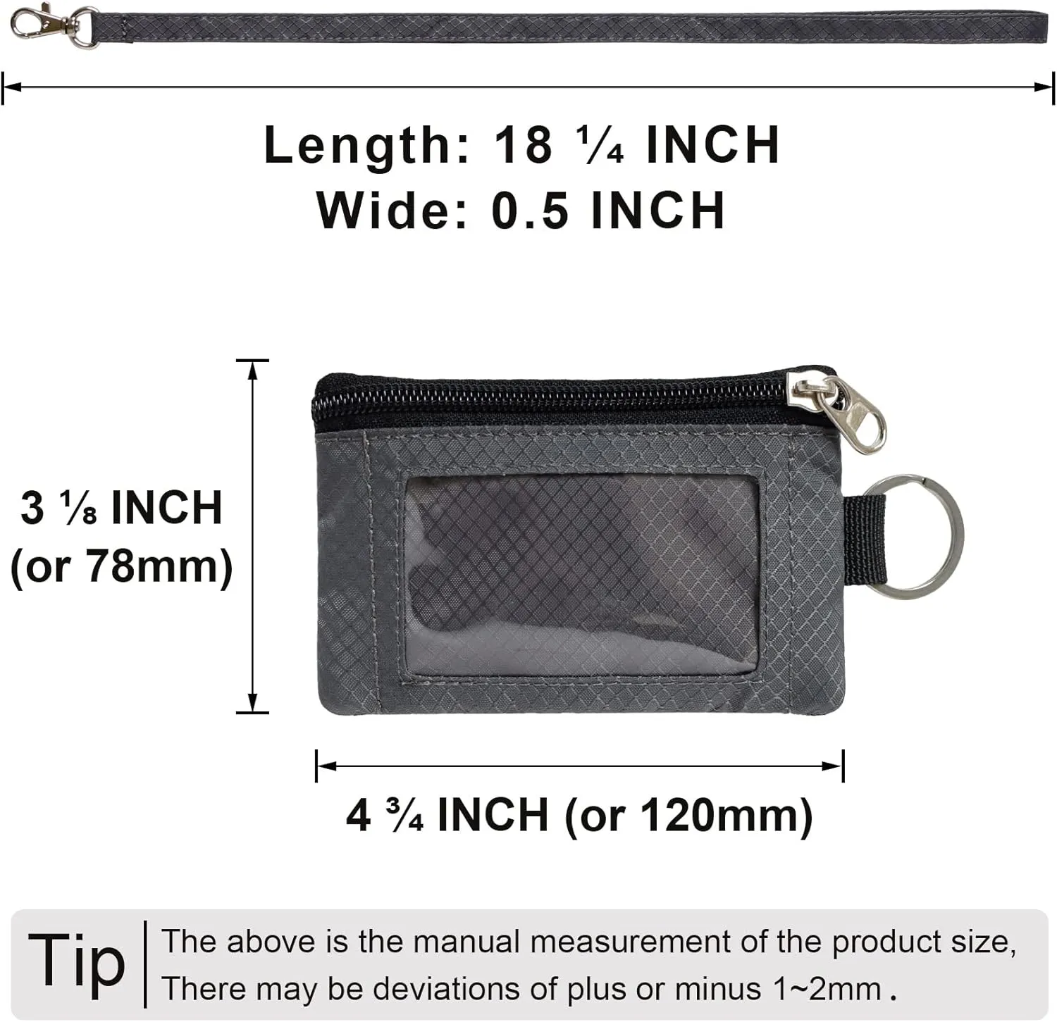 Minimalist RFID Blocking Small Wallet with ID Window,WaterResistant Zip Id Case Wallet with Lanyard Keychain for Cards,Cash,Travel,Women,Men (GreenOnion DarkGreen)