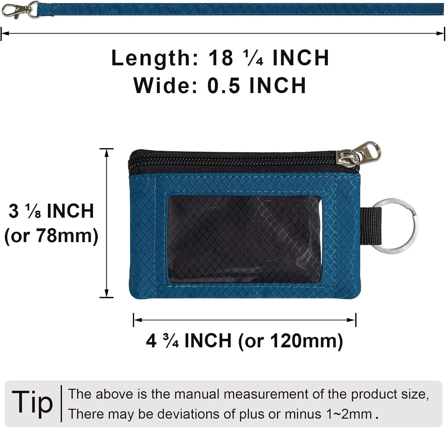 Minimalist RFID Blocking Small Wallet with ID Window,WaterResistant Zip Id Case Wallet with Lanyard Keychain for Cards,Cash,Travel,Women,Men (GreenOnion DarkGreen)