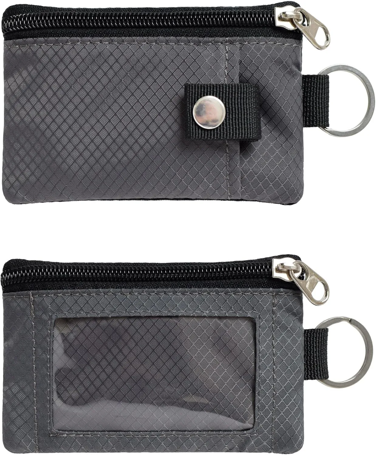Minimalist RFID Blocking Small Wallet with ID Window,WaterResistant Zip Id Case Wallet with Lanyard Keychain for Cards,Cash,Travel,Women,Men (GreenOnion DarkGreen)