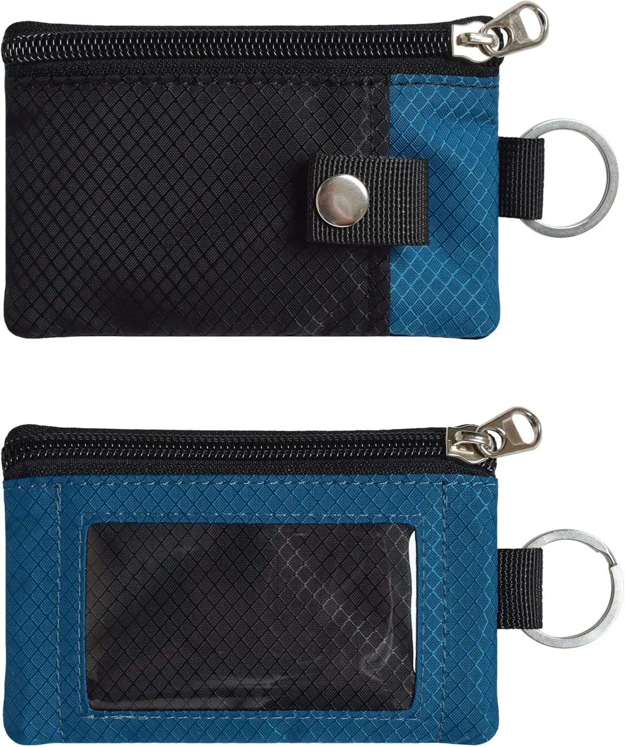 Minimalist RFID Blocking Small Wallet with ID Window,WaterResistant Zip Id Case Wallet with Lanyard Keychain for Cards,Cash,Travel,Women,Men (GreenOnion DarkGreen)