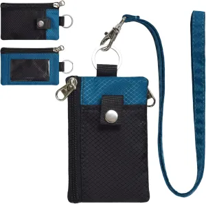 Minimalist RFID Blocking Small Wallet with ID Window,WaterResistant Zip Id Case Wallet with Lanyard Keychain for Cards,Cash,Travel,Women,Men (GreenOnion DarkGreen)