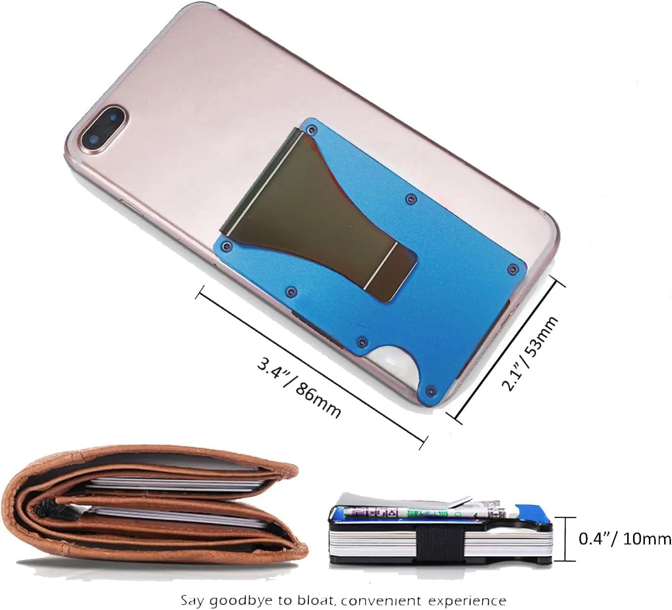 Minimalist Wallet for Men, Slim Aluminum Metal Pocket Wallet with Money Clip, Blocks RFID Scanners ID Card Holder(Navy Blue)