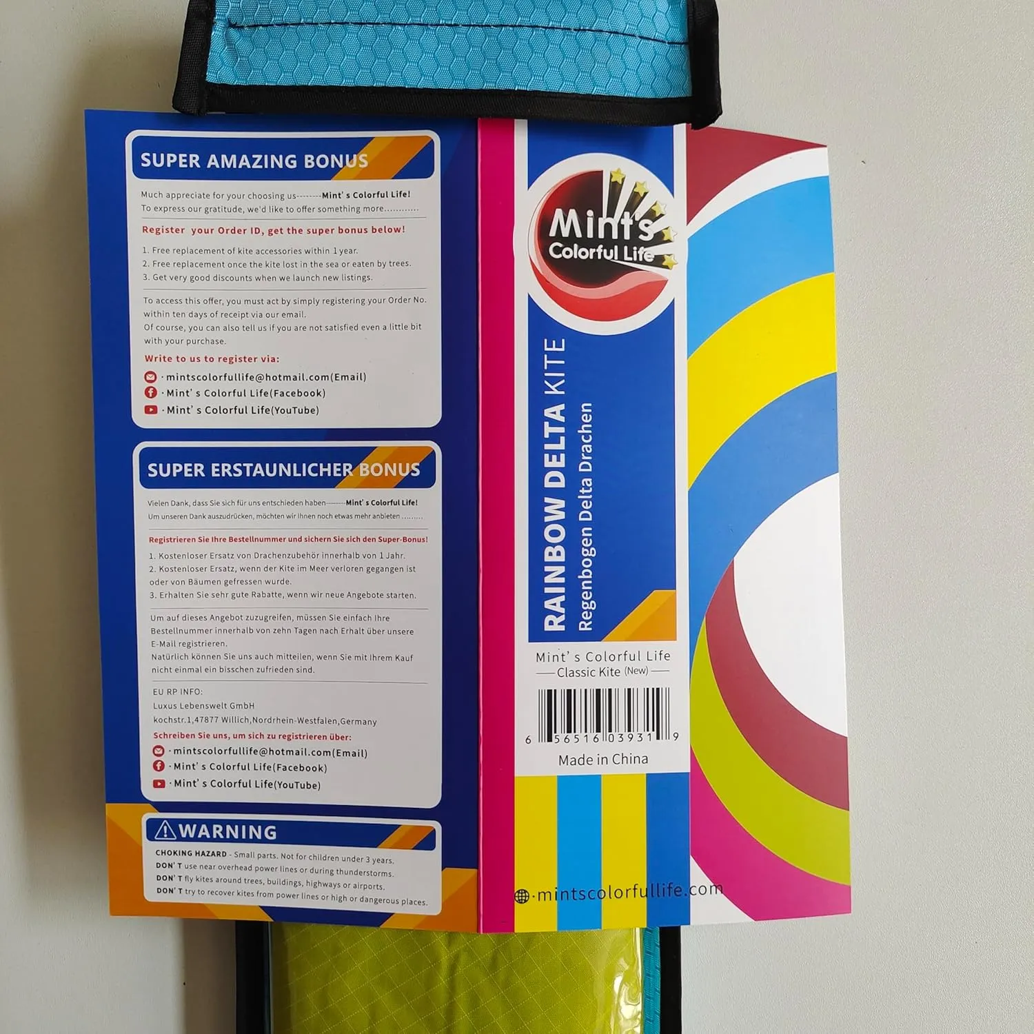 Mint's Colorful Life Delta Kite for Kids & Adults, Extremely Easy to Fly Kite, Best Kites for Beginner