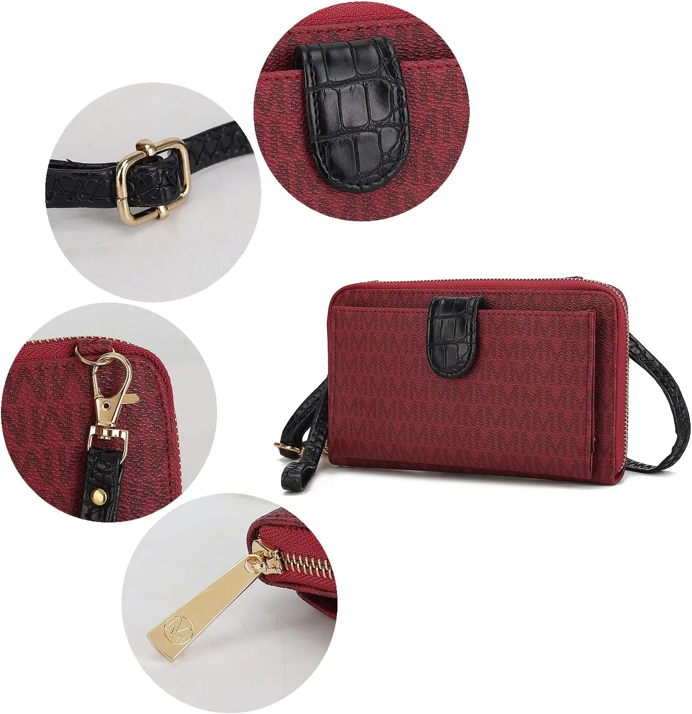 MKF Collection Women's Crossbody Phone Bag, Vegan Leather shoulder Bag Cell phone bag Wallet Purse Handbag by Mia K