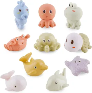 Mold-Free Ocean Animal Bath Toys 10 Pack | Sensory Water Play Toys for Babies 6-18M & Toddlers 1-3Y | Safe Bathtub Pool Float Toys | Baby Shower, Birthday
