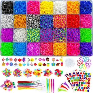 Momo's Den Rubber Band Bracelet Kit Rainbow Color Bands Bracelet Making kit Rubber Band 12100  Loom Bracelet Kit, Big Giftable Case with Premium Quality Accessories, 28 Colors Refill Kit Boy & Girl