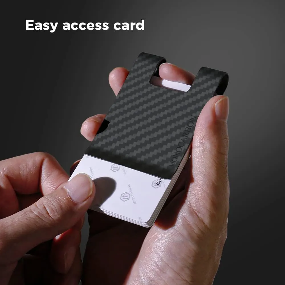 MONOCARBON 2in1 Carbon Fiber Money&Credit Card Clip,RFID Blocking Wide Credit Card&Cash Holder for Men Front Pocket