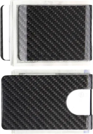 MONOCARBON 2in1 Carbon Fiber Money&Credit Card Clip,RFID Blocking Wide Credit Card&Cash Holder for Men Front Pocket