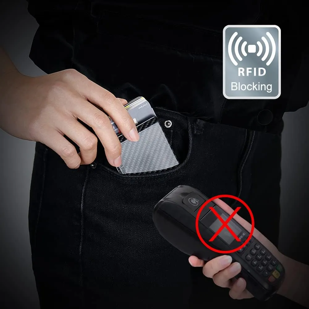 MONOCARBON 2in1 Carbon Fiber Money&Credit Card Clip,RFID Blocking Wide Credit Card&Cash Holder for Men Front Pocket