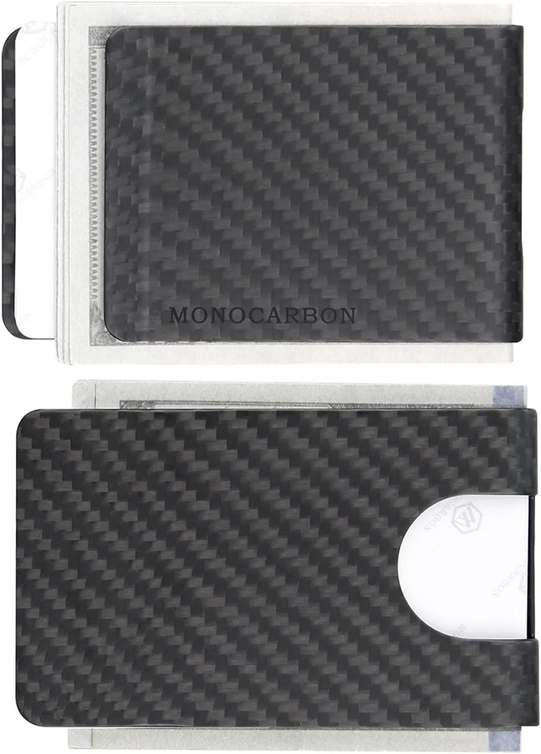 MONOCARBON 2in1 Carbon Fiber Money&Credit Card Clip,RFID Blocking Wide Credit Card&Cash Holder for Men Front Pocket