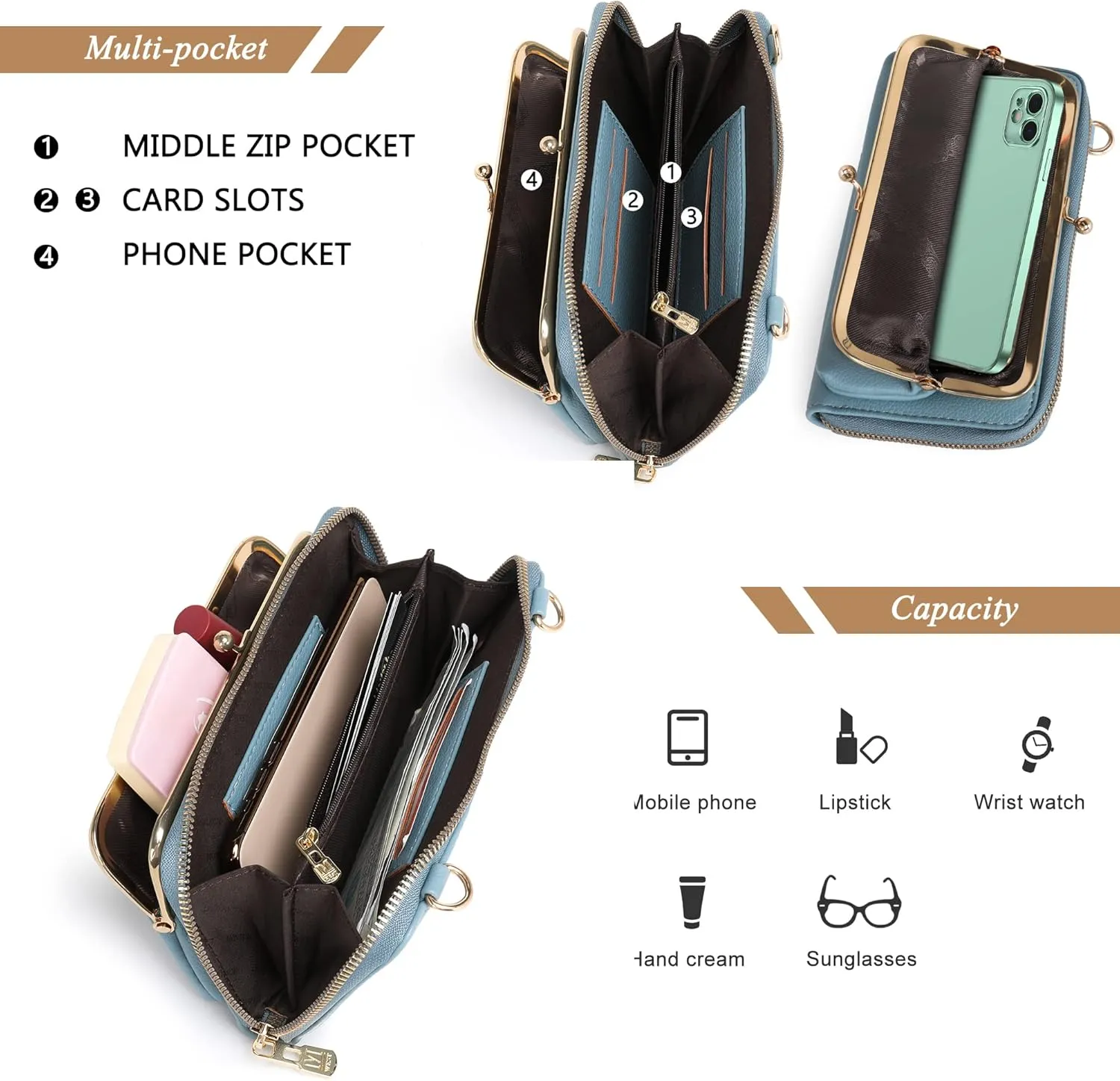 Montana West Small Crossbody Cell Phone Purse for Women RFID Blocking Cellphone Wallet