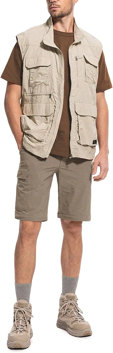 Moosehill Men's-Hiking-Pants Convertible Quick-Dry Water-Resistant Lightweight Zip-Off Outdoor with 5 Deep Pockets